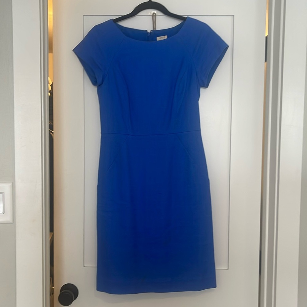 J Crew Blue Short Sleeve Sheath Dress
